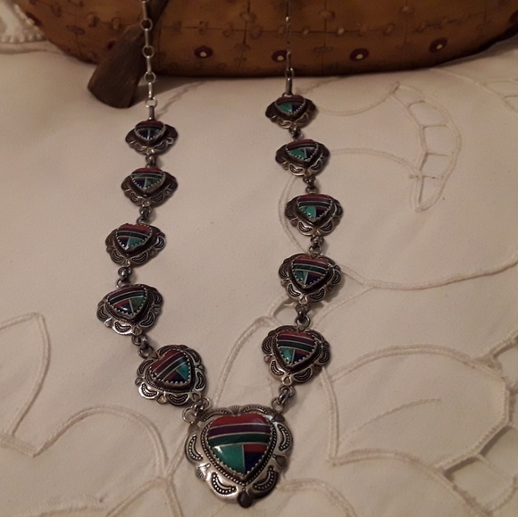 VTG NATIVE AMERICAN STERLING NECK, CUFF & RING SET - Picture 6 of 8